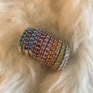 Women’s 925 Sterling Silver Prong Set CZ Rings Multiple Colors Available Size 6